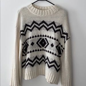 abstract print flare-sleeved sweater